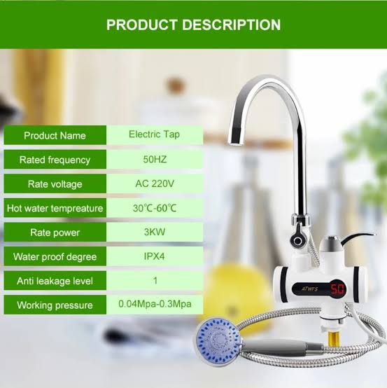 Instant Electric Hot Water Tap With Shower