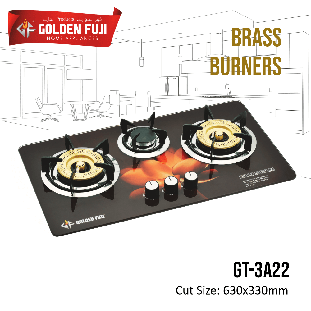 KITCHEN BUILT IN HOB #GT-3A22 (BRASS BURNER)